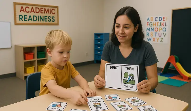 first then cards help autistic children with transitions